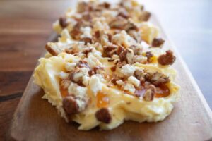Hot Honey, Candied Pecans and Boursin Cheese